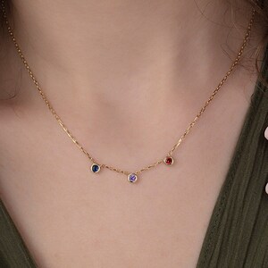 14K Gold Spaced Birthstone Necklaces, Personalized Birthstone Jewelry, Sterling Silver Birthstone Necklace, Gift For Mom, Best Gifts For Mom
