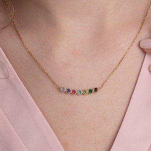 14K Gold Birthstone Necklaces, Personalized Gifts, Multiple Birthstone Family Necklace, Birthday Gifts For Grandmothers, Gift For Christmas