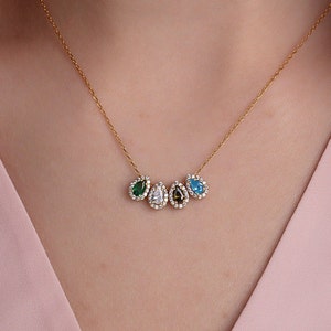 Birnenförmige Birthstone Halskette, 14K Solid Gold Birthstone Schmuck, Mütter Halskette, personalisierte Geburtstagsgeschenk für Mama, beste Geschenke für Mama