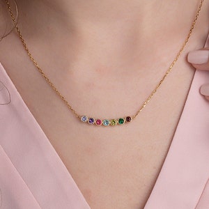 Custom Made Silver Birthstone Necklace, Personalized Gifts, 14K Gold Mothers Birthstone Necklace, Birthday Gifts For Mom, Best Gifts For Mom