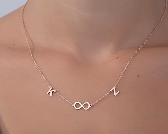 14K Solid Gold Multiple Letter Necklaces, Custom Made Name Initial Pendant, Personalized Gift For Mothers, Gift For Her, Best Gifts For Mom