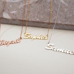 14K vergulde naamketting, sterlingzilveren naamhangers, cadeaus bruidsmeisje, verjaardagscadeau voor haar, afstudeercadeaus, beste cadeaus voor moeder