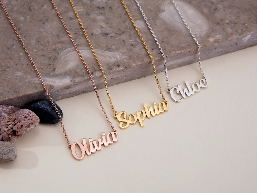 18K Gold Plated Name Pendants, Sterling Silver Name Necklace