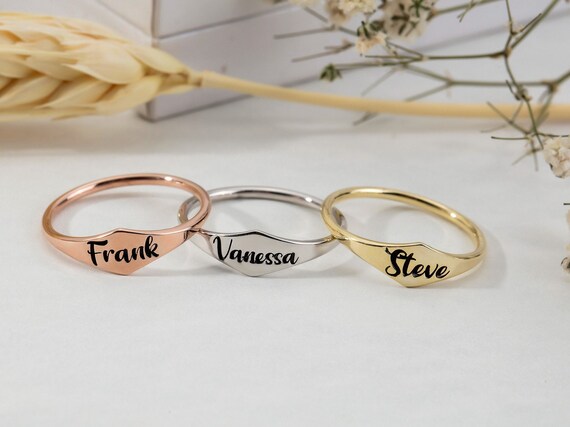 18K Gold Plated Family Name Rings Sterling Silver Name Ring Custom Made Jewelry Gift for Mothers Personalized Gifts Valentines Day Gift Etsy