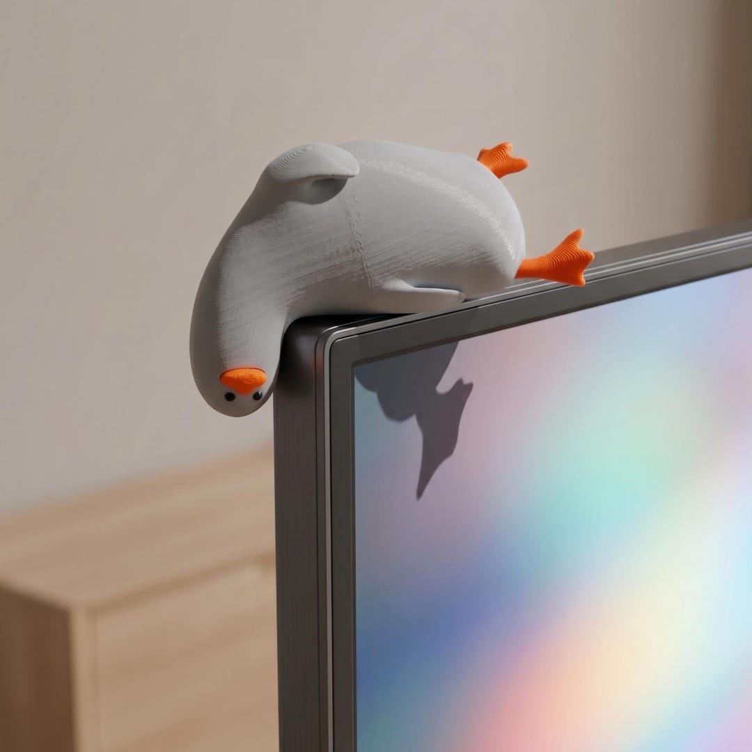 Funny 3D Printed Goose Monitor Sitter Figurine, Quirky Desk Decor ...