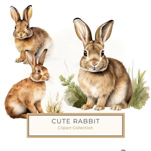 10 Aquarell Hasen Illustration, entzückende Kaninchen digitale Kunst für Handwerksprojekte, Osterhase Kunst zum ausdrucken, Grußkarten, kommerzielle Nutzung