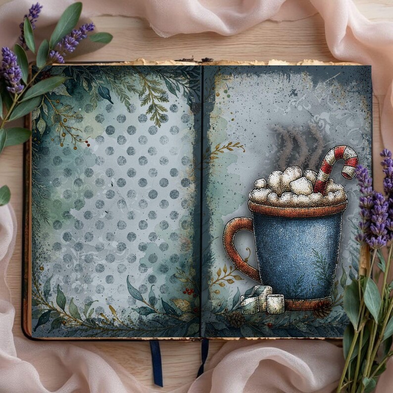 Vintage Blue Printable Papers | Winter Wonderland Junk Journal Pages ...