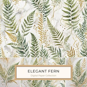 10 Aquarell Blattfarn Elemente Digitales Papier-Set, Perfekt für Scrapbooking, Handwerk, DIY-Projekte, kommerzielle Nutzung, JPGs