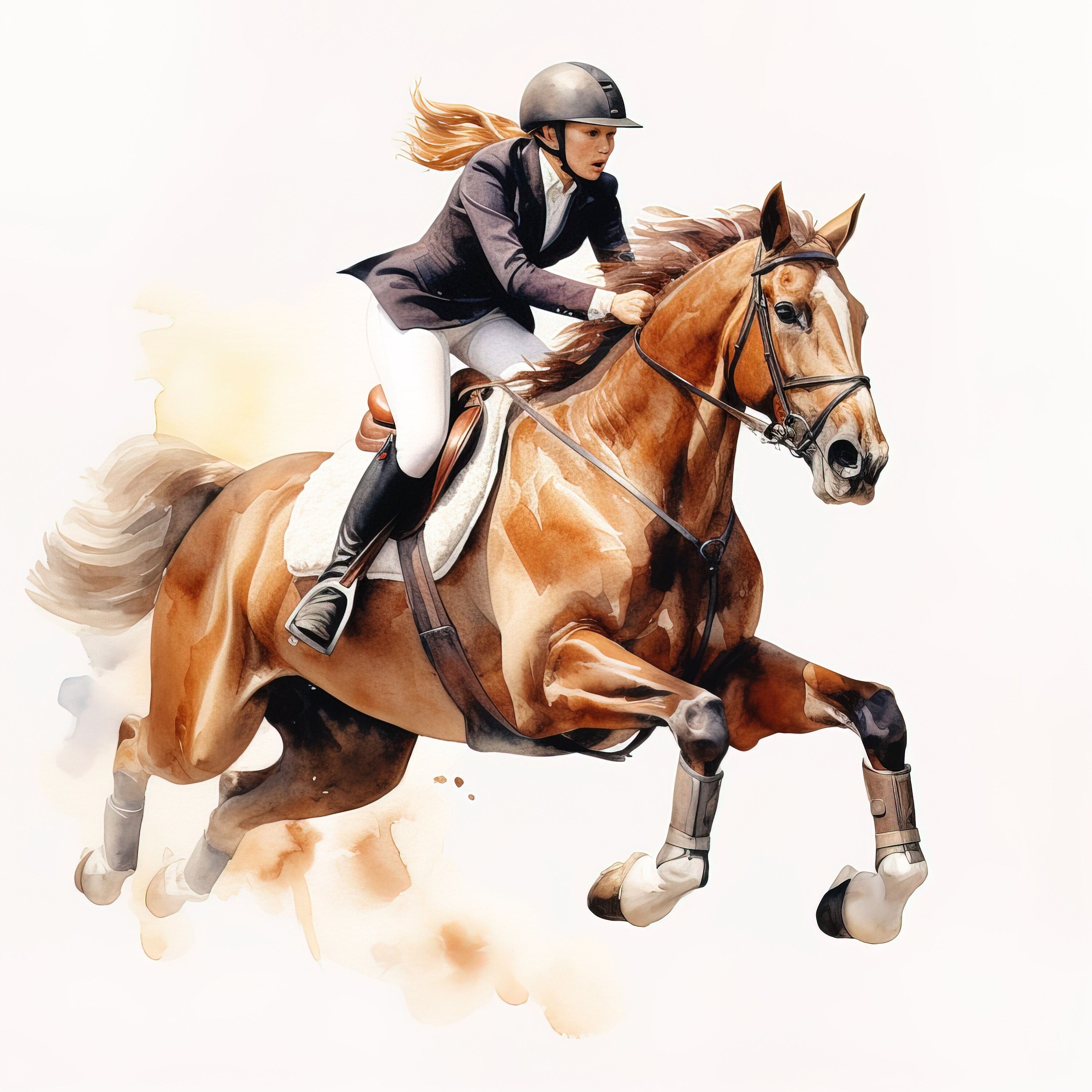 Showjumper Watercolor Printable, Horseback Riding Art, Watercolor Wall ...