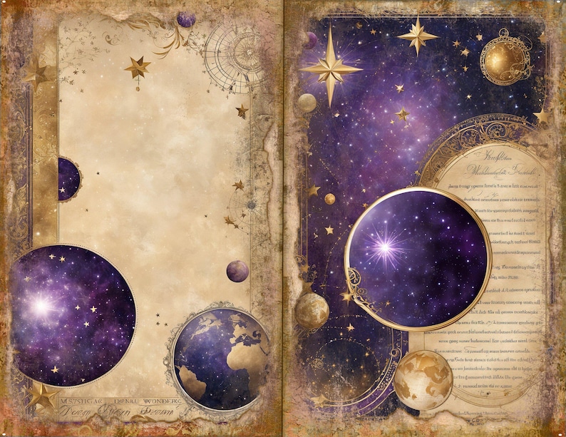 Cosmos Nebula Junk Journal Spreads: Celestial Scrapbook Paper (digital ...