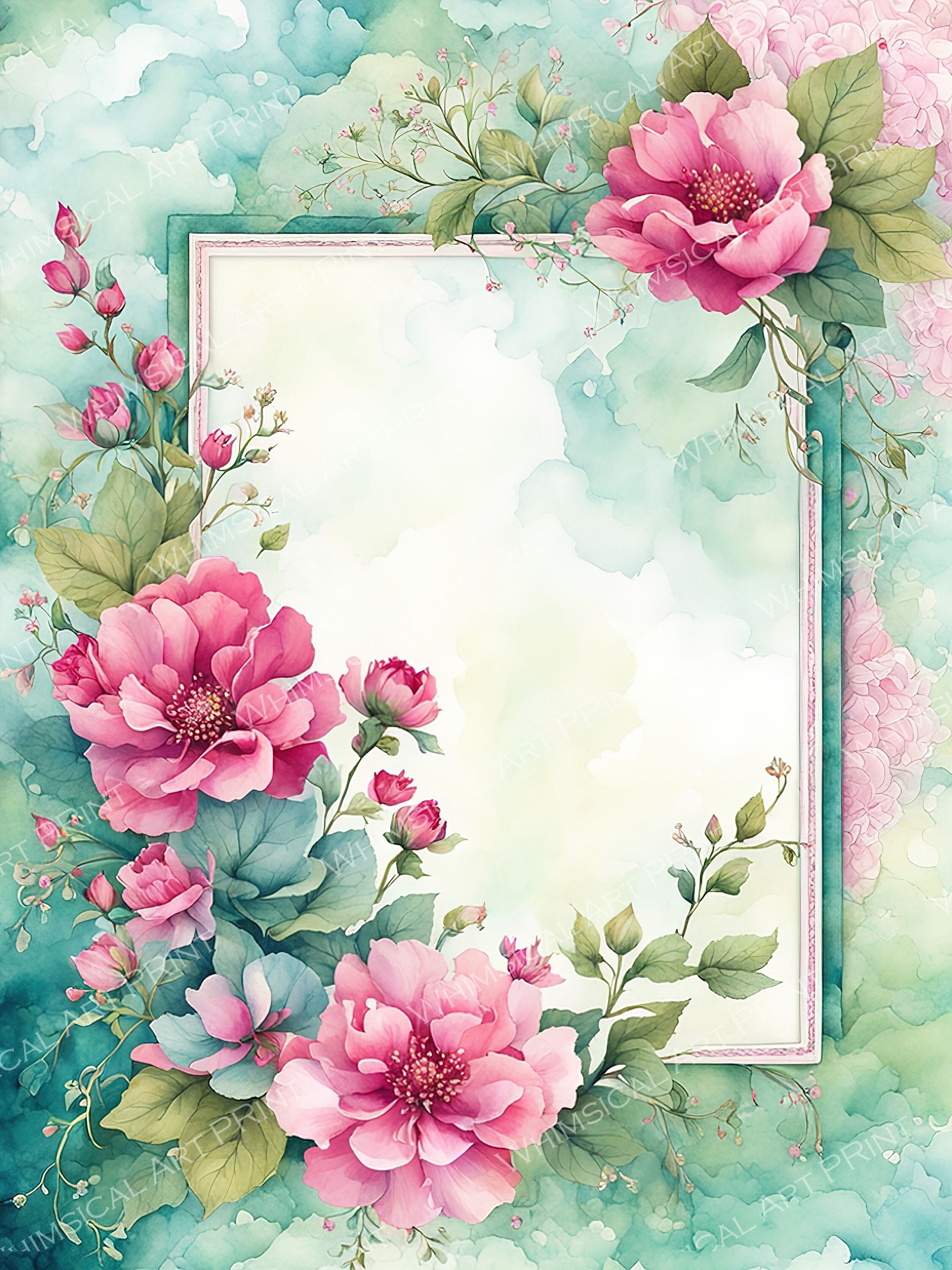 Pink Floral Watercolor Backgrounds: Scrapbook Art, Commercial Use (10 ...