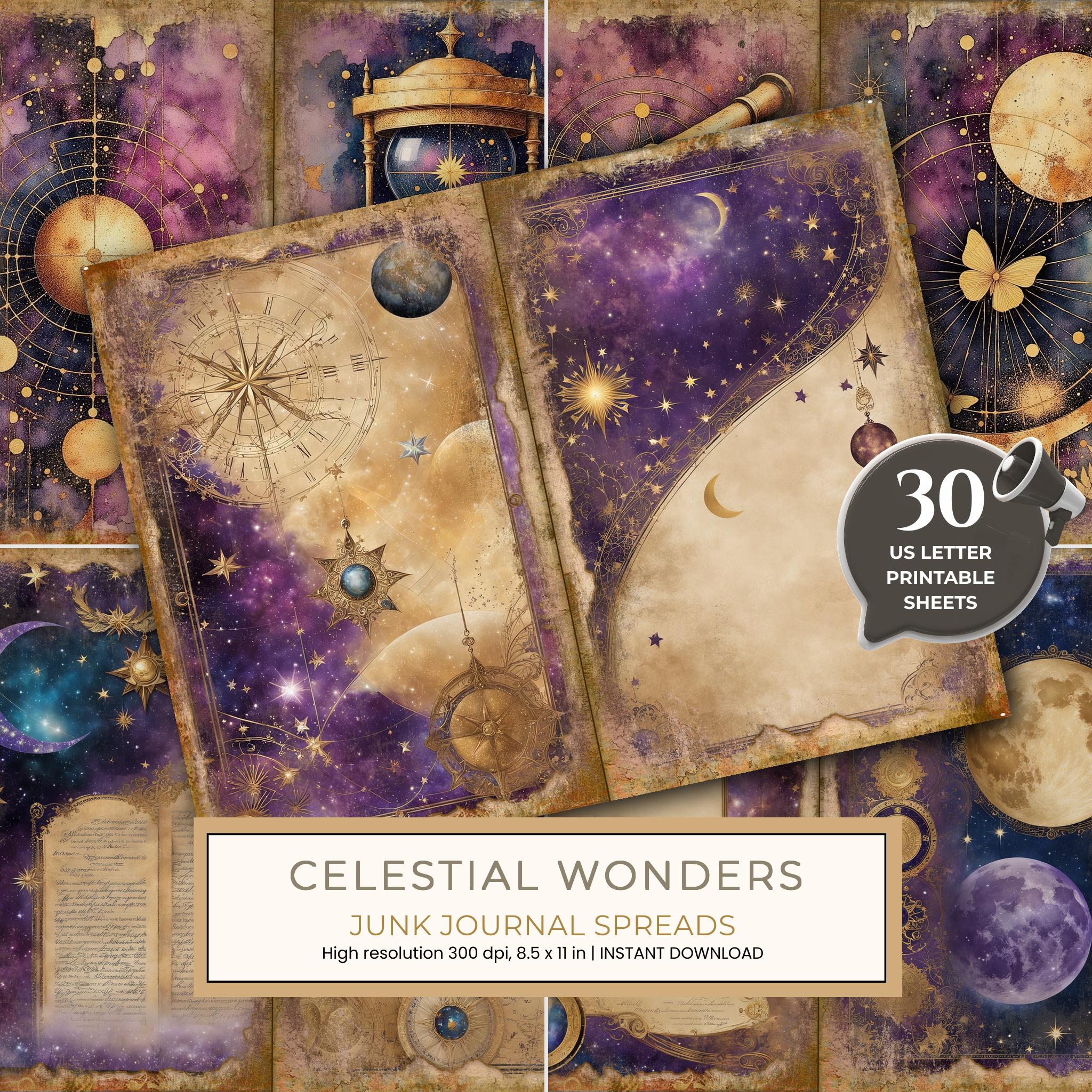 Cosmos Nebula Junk Journal Spreads: Celestial Scrapbook Paper (digital ...