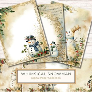 10 designs festivos de bordas em aquarela com azevinho, boneco de neve e elementos florais para cartões de felicitações e artigos de papelaria de fim de ano, JPGs de uso comercial