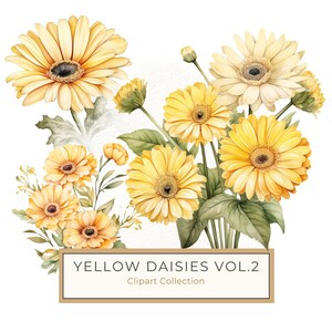 Elegante acquerello di fiori gialli Clipart perfetto per fai da te, scrapbooking e biglietti di nozze, uso commerciale, download immediato, JPG PNG