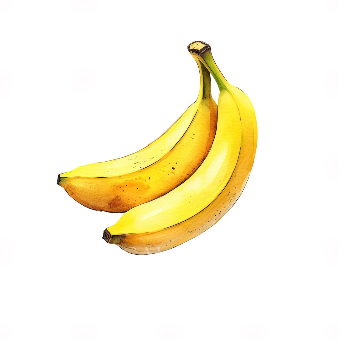 Banana Clipart, Sliced Bananas, Banana Fruit Basket Clipart, Watercolor Art, Art Printable
