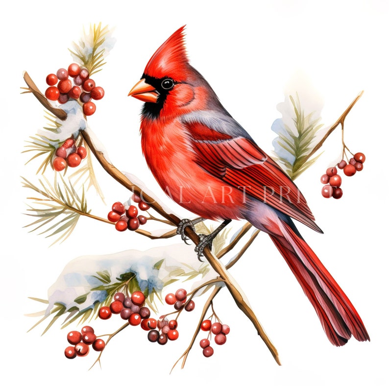 Cardinal Clipart, Bird Clipart, Watercolor Cardinals, Cardinal ...