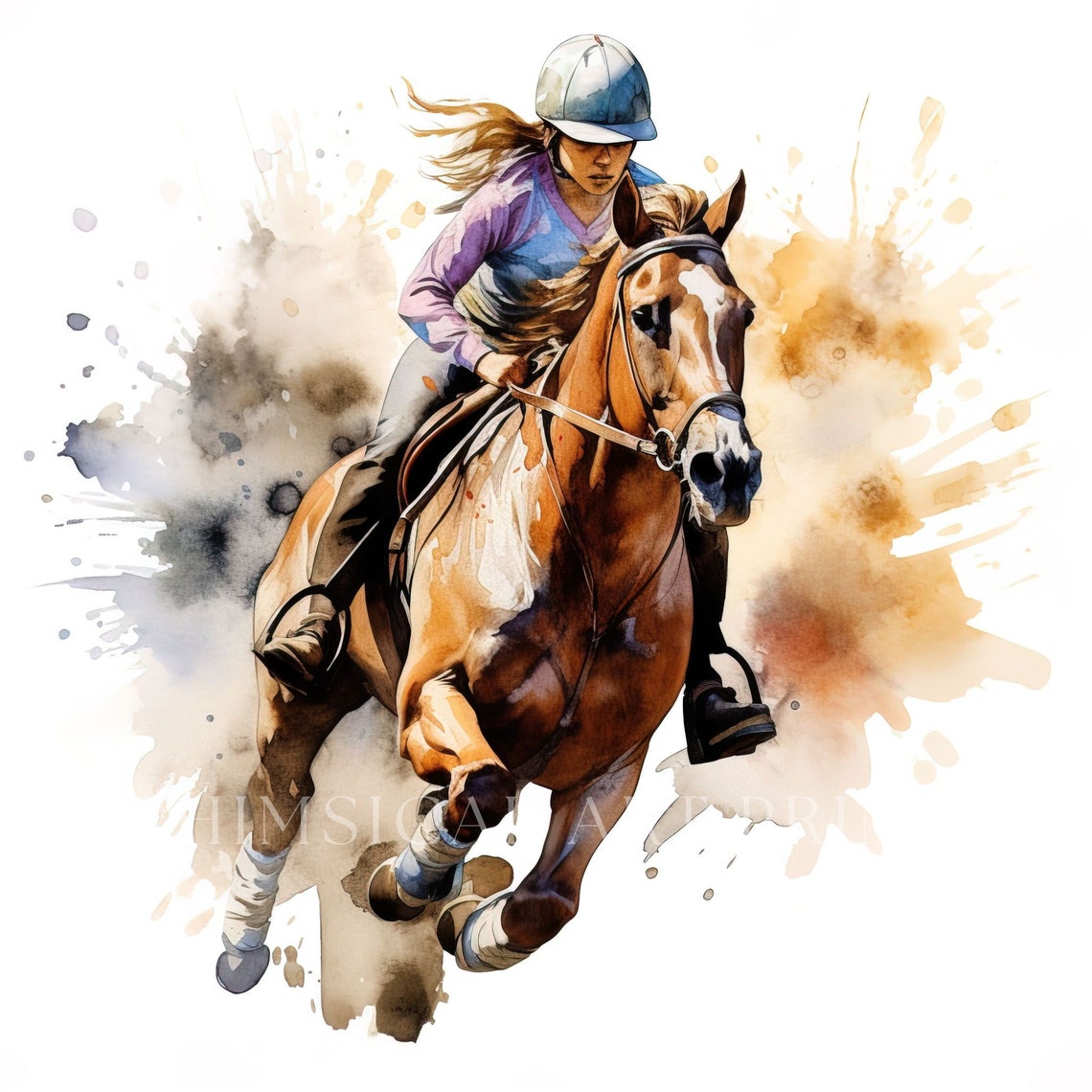 Barrel Racer and Horse Clipart, Horseback Riding Clipart, Watercolor ...