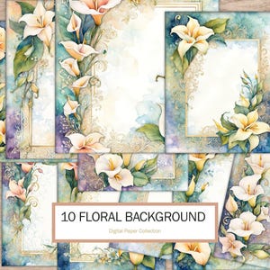 Abstraktes Blumendesign in Aquarell mit weißen Lilien und türkisfarbenem Hintergrund für Einladungen oder Grußkarten und Scrapbooking, kommerzielle Nutzung