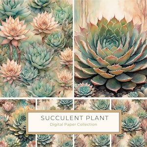 Paquete de papel de acuarela con cactus del desierto para álbumes de recortes y manualidades, decoración con impresión digital de plantas de cactus, uso comercial, tamaño carta 10 JPG