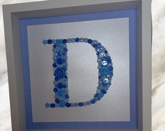 Button Art Initial | Framed Monogram, Nursery Decor