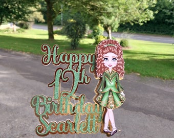 Irish Dancer Cake Topper, Birthday, Personalised party supplies