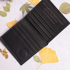Regalo per la festa del papà, portafoglio porta carte in pelle, portafoglio da uomo personalizzato, portafoglio porta carte in vera pelle nera morbida, regalo di compleanno per lui, papà