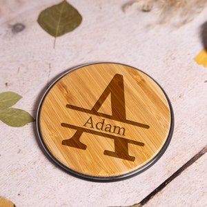 Cargador inalámbrico personalizado para iPhone de 15 W, cargador rápido, nombre o logotipo personalizado grabado, carga rápida Qi portátil, regalo del Día del Padre para él, papá