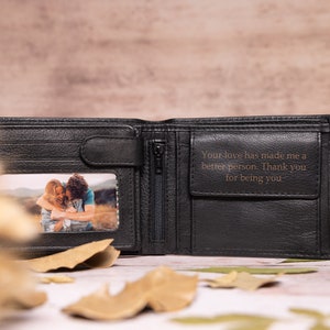 Cadeau fête des pères, portefeuille personnalisé pour homme, véritable portefeuille en cuir souple noir, cadeau d'anniversaire personnalisé pour lui, petit ami, mari, papa
