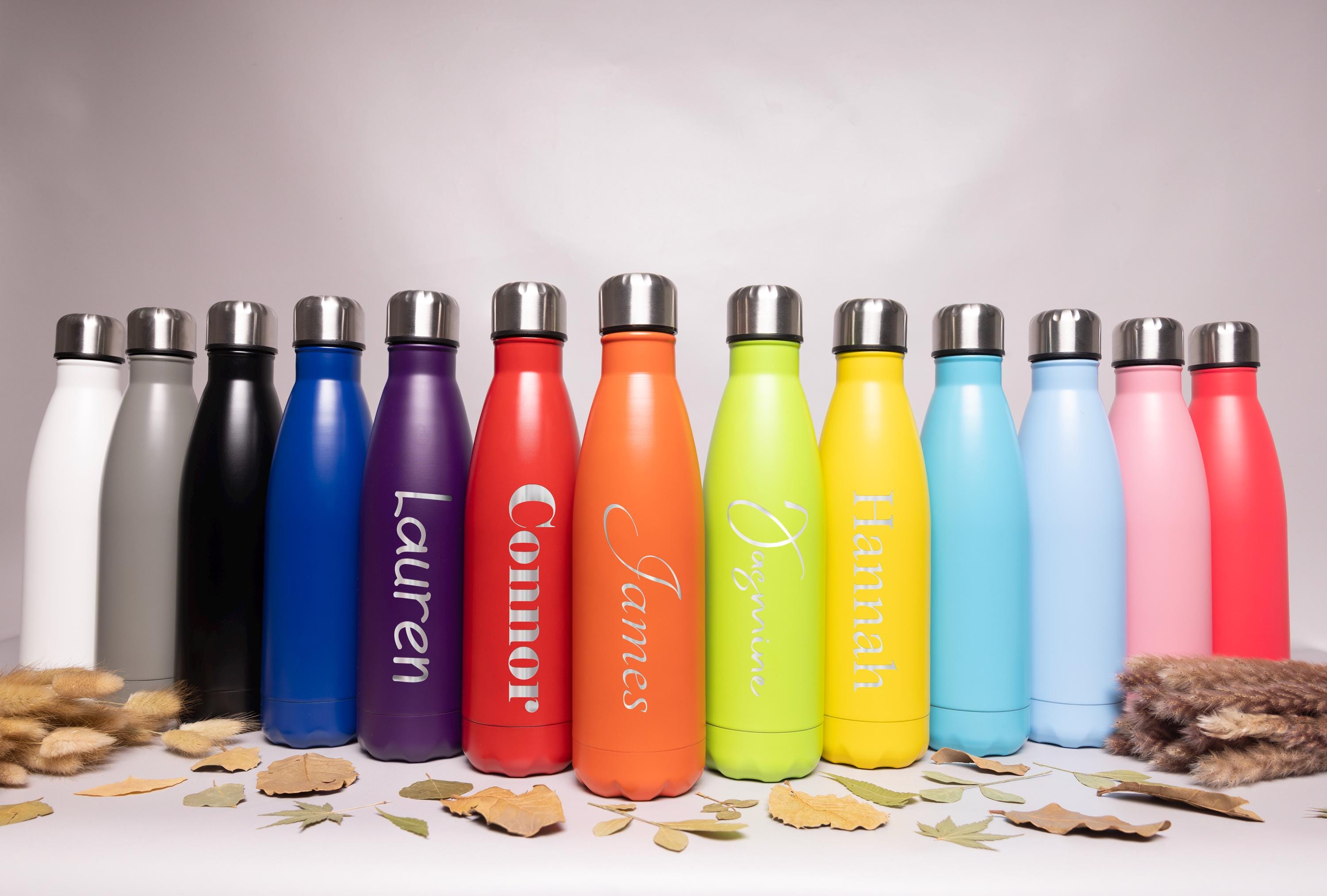 Botella De Agua Personalizada Con Nombre | 500 Ml | Deportiva Con Pajita | Hecha En Reino Unido