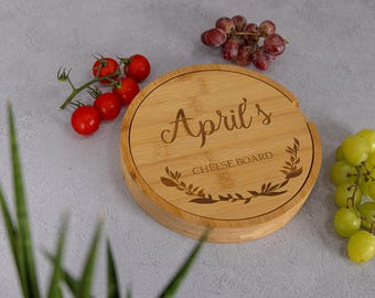 Personalised Cheese Board set, Custom Engraved Cheese Board, Chopping Board Gift for family, Father's Day Gift, Any Occasion, Kitchen Gift