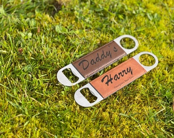 Father&#39;s Day Gift, Leather Personalized Bottle Opener, Gift for him, Wedding Gift, Birthday&#39;s - Best man Gift, Groomsmen Gift, Dad Gifts