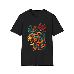 Aztec Jaguar T-Shirt: Tribal Mayan Animal Print, Unisex Graphic Tee