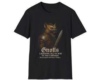 Gnolls Softstyle T-Shirt for Dungeons and Dragons Fans, Hyena-themed Shirt, Laughing All the Way to the Carnage, Hyena-hyped Shirt,