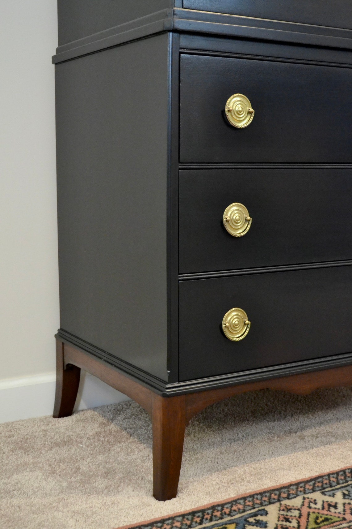 Vintage Black 6 Drawer Tallboy Dresser From RWAY Furniture / Etsy
