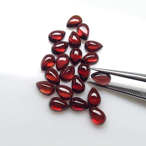 Natural Garnet Cabochon, Pear Shape Red Garnet Cabochon, Sizes Available 4x6mm To 10x14mm