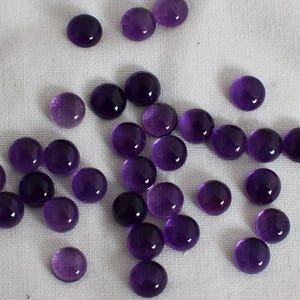 Natural Amethyst Cabochon, Bottom Flat Round Purple Amethyst Gemstones, Sizes Available 4mm to 25mm