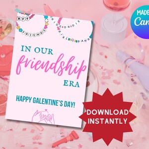 Druckbare Karte zum Galentine's Day | Taylor Swift Eras | In Unserer Freundschaft Ära | Freundschafts Armband | Bff Swiftie | SOFORTIGER DIGITALER DOWNLOAD