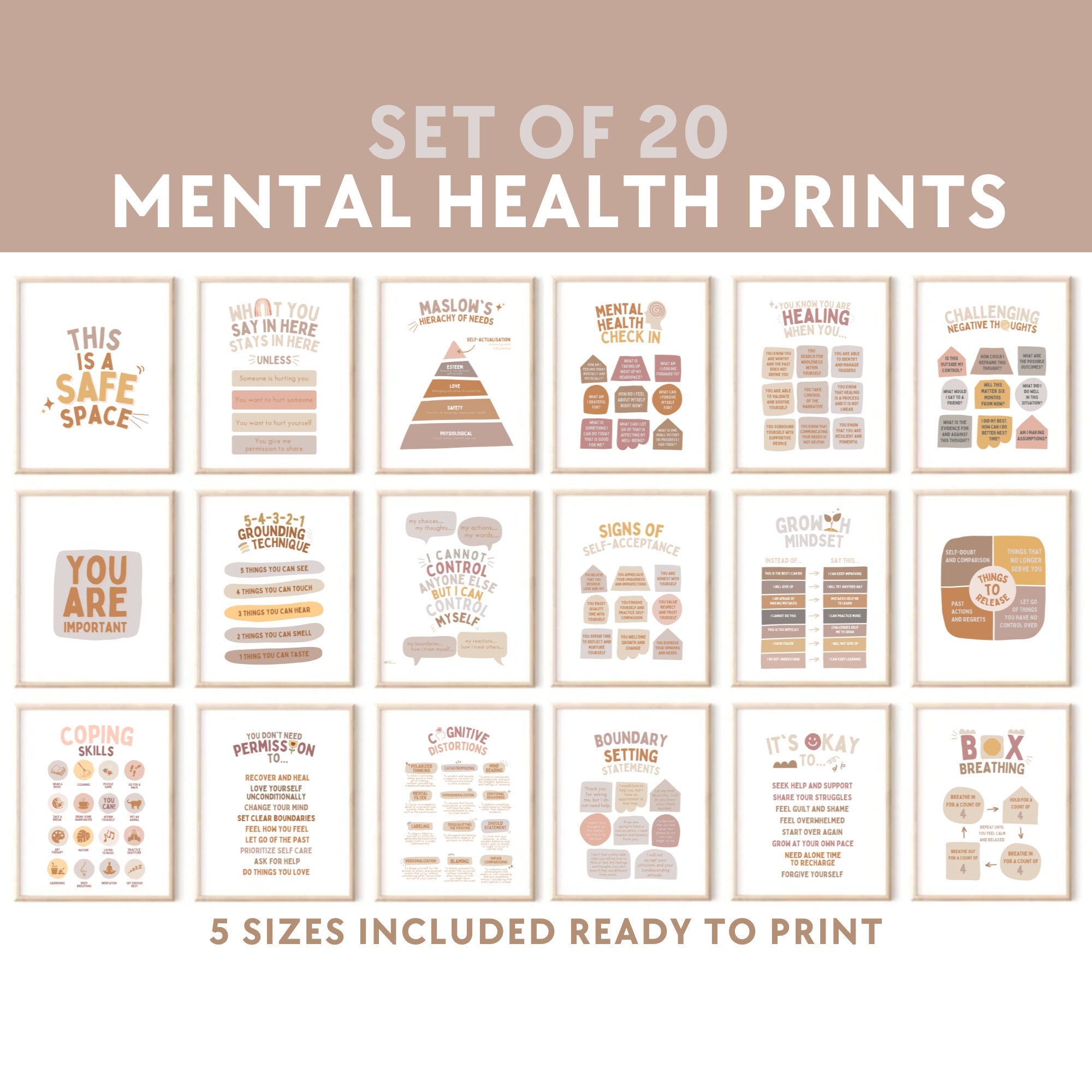 20 Boho Therapist Office Decor Social Worker Posters Therapy Art ...