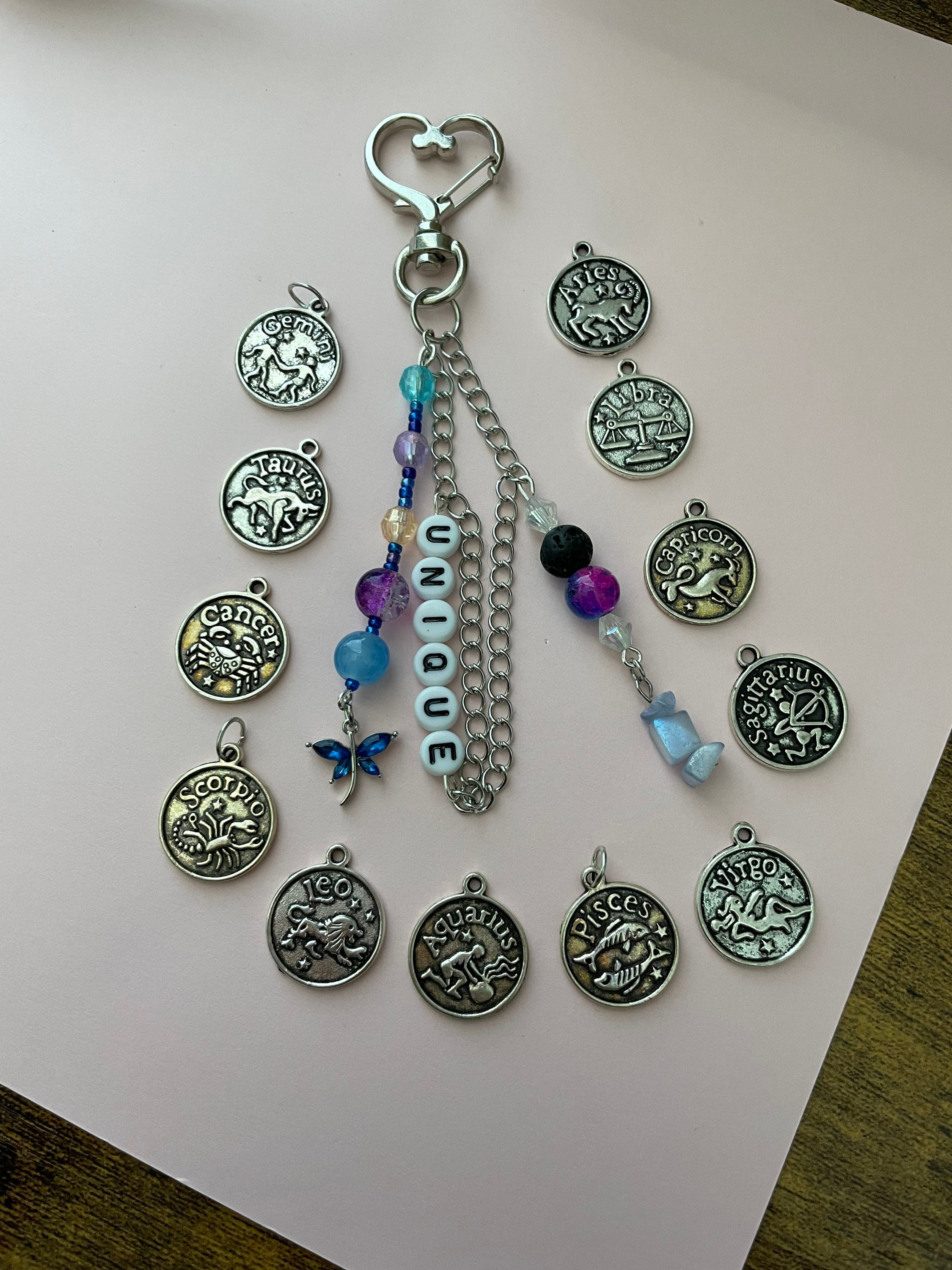 Cute Keychain, “unique” W/zodiac Sign - Etsy