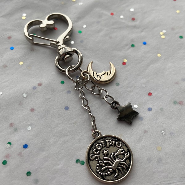 Zodiac Keychains- Aquarius Pisces Aries Gemini Cancer Leo Virgo Libra Scorpio Taurus Capricorn Sagittarius