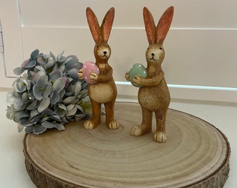 Hand-Painted Ceramic Easter Bunny Ornament: Shabby Chic Easter Decor