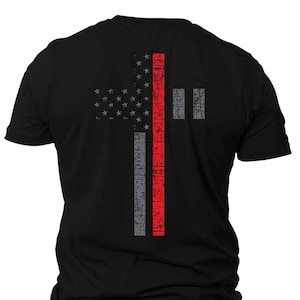 Cross Thin Red Line T-shirt | Fire Fighter | Firefighter Thin Red Line |Cross |  Thin Red Line T-shirt | American Flag | Unisex T-shirt