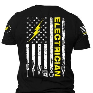 Electrician Tools Patriotic American Flag T-Shirt | Electrician T-shirt |  USA Flag Electrician | American flag Electrician T-shirt