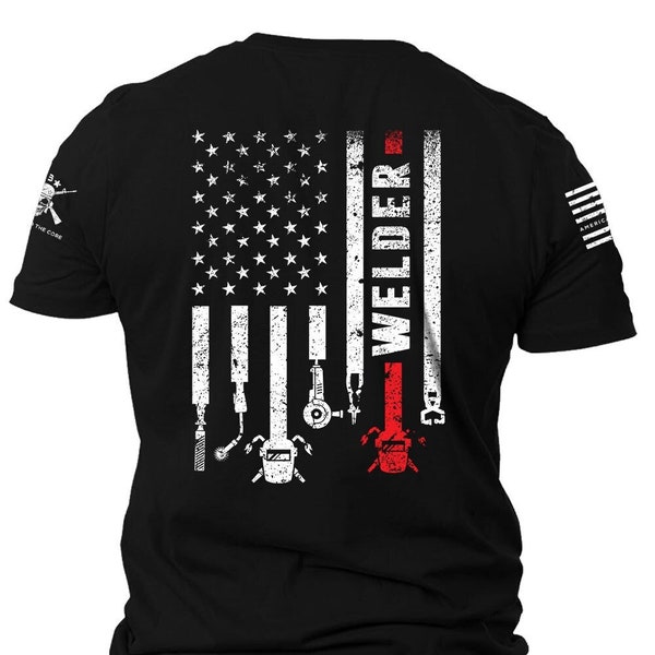 Welder Tools Patriotic American Flag T-shirt | Welding Job T-shirt | Welder USA Flag shirt | Welder gift | Unisex T-shirt | Patriotic Welder