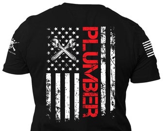 Patriotic Plumber T-Shirt | American Flag, Plumber Tools