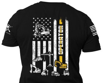 Patriotic Heavy Equipment Operator T-Shirt | American Flag