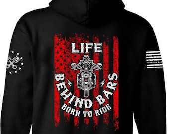 American Flag Motorcycle Hoodie | Patriotic Biker Gift