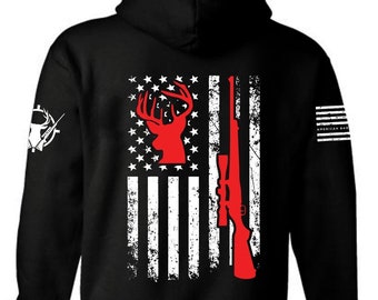 American Flag Deer Hunting Hoodie | Patriotic Hunter Apparel