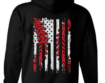 Patriotic Baseball Hoodie | USA Flag, Baseball Seam