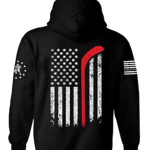 American Flag Hockey Patriotic Stick Hoodie | Hockey | Patriotic Hoodie | American Flag | USA Flag | Unisex Hoodie